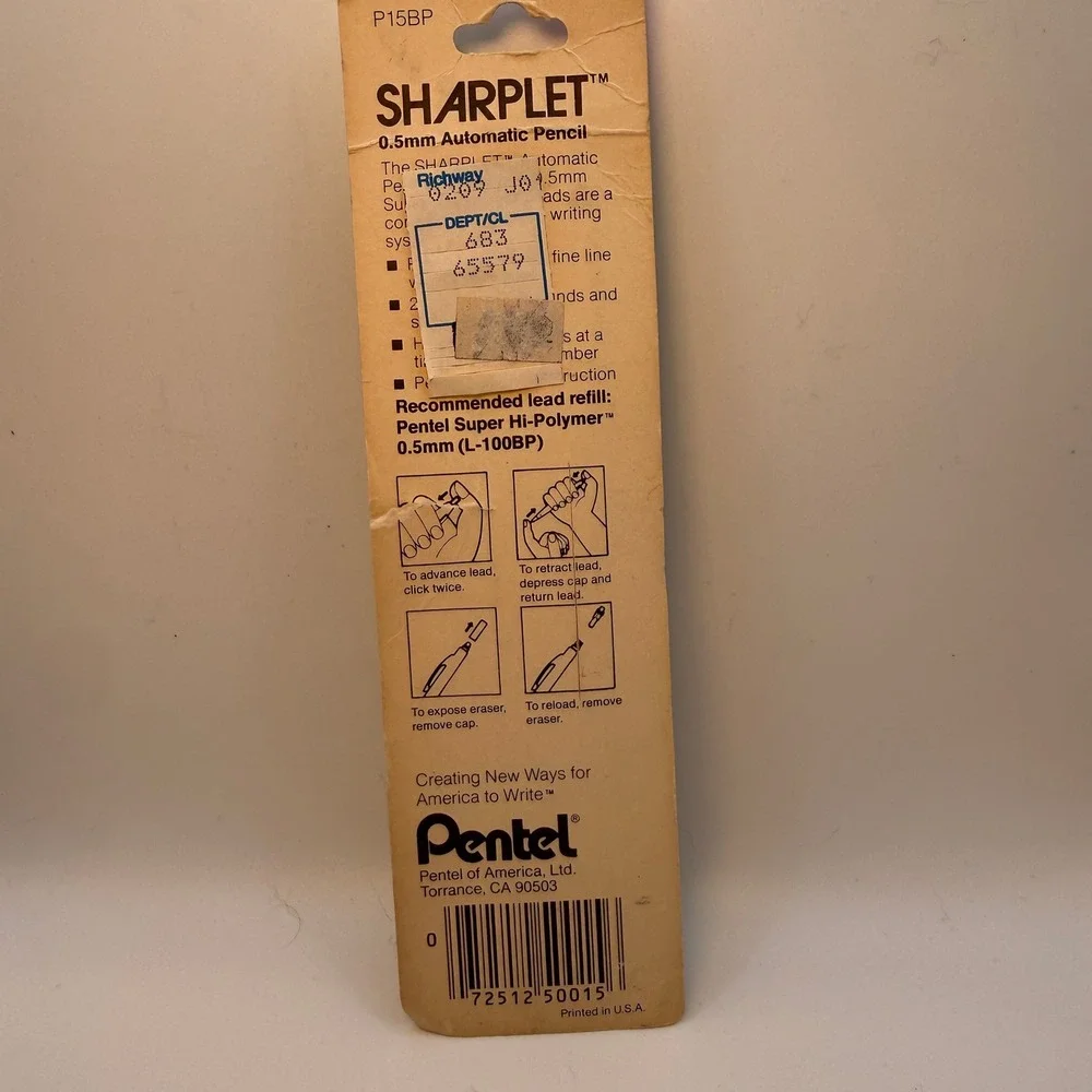 Pentel Sharplet Mechanical Pencil 0.5mm Yellow Vintage P15BP New Extra Fine Line